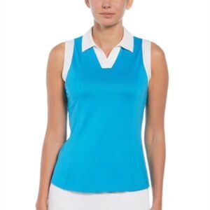 Callaway Color Block V-Placket Women's Large Golf Polo Pullover Pickleball NEW!